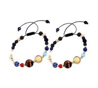 FRCOLOR 2 Piezas Pulsera De Estrella Brazalete De Mangas De Planeta Estrella Brazalete Del Espacio De La Tierra Pulseras Con Temática Espacial Nueve Juguetes De Planetas Aleación Black