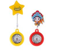 FRCOLOR 2 Piezas Reloj de Enfermera con Diseño de Dibujos Animados de Reloj de Bolsillo con Colgante Retráctil para Mujer Decorativo y Práctico para Auxiliar de Enfermería