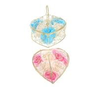 FRCOLOR 2 Piezas rosa de jabón flores de jabón con cesta de hierro jabón rosa de alambre de metal práctico jabón de rosas cesta de rosas de jabón portátil embalaje de jabón rosa planchar