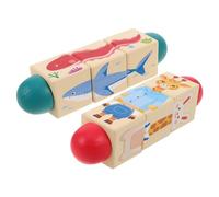 FRCOLOR 2 Piezas Rotating Block Puzzles For Wooden Montessori Animal Spin Blocks Early Learning Educational Toy For Fine Motor Skills and Cognitive Development