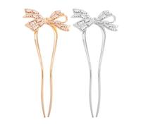 FRCOLOR 2 Piezas Shaped Metal Hairpins Bow Claw Clips With Rhinestones Chinese Style Bridal Accessories For Secure Updo And Wedding Party