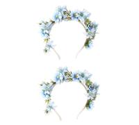 FRCOLOR 2 Piezas Sombreros de moda guirnalda de pelo flor nupcial aro de pelo de fiesta tocado de flores bohemias diademas de moda guirnaldas navideñas coronas navideñas Diadema de