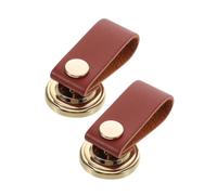FRCOLOR 2 piezas Tiradores de Cuero para Muebles Diseño y Chic Instalación Adecuados para Armarios y Tiradores Decorativos de Piel Agujero Único y Marrón