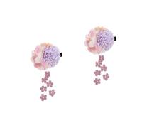 FRCOLOR 2 Piezas tocado de flores artificiales artificial flowers hair clips gala pasadores de pelo para tocado de flores de boda tocado retro horquillas de poliéster Púrpura
