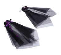 FRCOLOR 2 Piezas Tocado Gótico de Malla Negra con Velo y Lazo para Halloween, Accesorio Ligero y Cómodo Adecuado para Fiestas Temáticas y Sesiones de Fotos