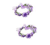 FRCOLOR 2 Piezas tocados de novia garland floral de niña de las flores de flores tocado floral niña diademas de flores Diadema de boda diadema de flores Púrpura