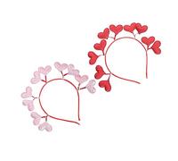 FRCOLOR 2 Piezas venda amar diademas para mujeres Cupido accesorios rave Rojo coleteros scrunchies cintas para el pelo de corazón de amor diademas para el dia de san valentin el plastico