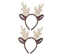 FRCOLOR 2 Piezas venda hair band hair topper adorable auticulares accesorios para disfraces cute aros de pelo de navidad elegante diadema de asta decoración del pelo del partido paño Beige