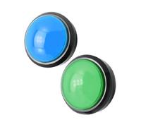FRCOLOR 2 Piezas Zumbadores de Respuesta Electrónica con Botón y Luz LED para Aprendizaje sin Batería Colores Verde y Azul para Fiesta y Práctica Educativa