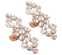 FRCOLOR 2 Pinzas para Zapatos Gemas de Imitación en Aleación Dorada Accesorio Decorativo para Tacones y Sandalias Adecuado para Bodas Banquetes y Fiestas Clips de Cristal Elegantes y