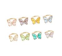 FRCOLOR 2 Series Anillos Abiertos De Coloridos Para Niñas De Joyería Ajustable Y Decorativa Único 8 Piezas*2