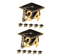 FRCOLOR 2 Series Broche De Sombrero De Médico Broche Clase 2024 Negro Fiesta Graduation Cap Topper Rápido Gorro De Graduación Azul Para Sombreros De Graduado Jacobo Oro Aleación 6 Piezas*2