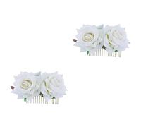 FRCOLOR 2 Uds Guirnalda De Rosas Rojas Floral Flor Rosa Peinetas Nupciales Peine Floral Accesorios Para El Cabello De Rosas Accesorios Para El Día Del Cabello Para Niños Tiara