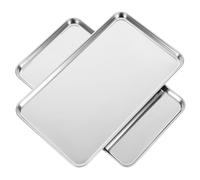 FRCOLOR 2 Unidades Bandeja Drenaje de Agua de Acero Inoxidable para Hornear Multifuncional Fuente Rectangular Adecuado para Cocina y Barbacoa en Restaurante o Hogar