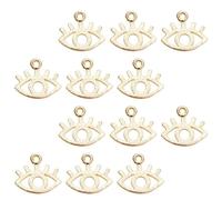 FRCOLOR 20 Unidades Dijes de Cobre Forma de Ojo para Hacer Collares y Pulseras, Superficie Lisa y Color Dorado que No se Desvanece, Adecuado para Joyería DIY