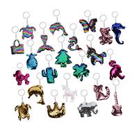 FRCOLOR 22 Piezas Cadena de llaves de lentejuelas llavero Hechizas colgante adorno Linda cadena de llaves favores de fiesta de chicas decoración de la llave del bolso Metal