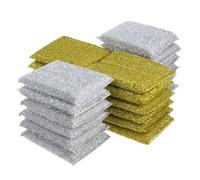 FRCOLOR 24 Uds Esponjas para Lavar Platos con Superficie Abrasiva Esponja para Fregar Cocina Y Baño Almohadilla De Limpieza Dorada Y Plateada para Uso Doméstico