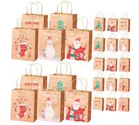 FRCOLOR 25 Piezas Bolsas de Papel para Obsequio de Navidad Bolsas de Obsequio de Mano para Fiestas Unidades para Golosinas de Navidad