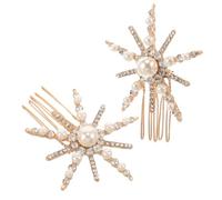 FRCOLOR 2Pcs Aleación De Giraswer Rhinestone Perla Peinador Lateral Peine Accesorios Para El Cabello Para La Novia Boda Elegante De Cabello Nupcial Para El Día Del Baile De Graduación Día