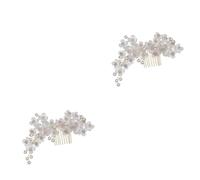 FRCOLOR 2pcs Haarkamm aus Kristall hair accessories for girls hochzeitshaar schmuck Perlen Tiara Haarschmuck aus Perlen Haarkamm mit Blumenmuster Haarkamm für die Braut Original Design