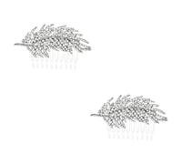 FRCOLOR 2pcs Haarschmuck für die Braut Strasskopfschmuck Haarkamm mit Strass haar spangen haarclips Tiara Haarschmuck für die Hochzeit Kopfschmuck für die Brautkleid Kopfbedeckung Zweig