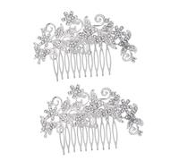 FRCOLOR 2pcs nupcial boda Haarkamm Hochzeits-Tiara Strasskamm Perlen Tiara haar spangen haarclips Perücke Haarkamm-Gleitclip Haarkamm Haarkamm Haarkamm mit Strass Vintage Kopfbedeckung Haarnadel