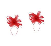 FRCOLOR 2pcs Tocado de Red de Primavera Boda Pinza de Pelo Adornado Diademas para Damas Tocado Sombreros Para Mujeres Joyería De Boda Para Mujeres Sombrero De Camuflaje Manual Rojo