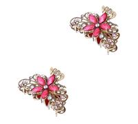 FRCOLOR 2pcs Vintage Haarkralle Vintage Haarschmuck dekorative Haarklammer Vintage Drill Haarklemme Metall Strass Haarspangen Klaue große Haarklammer Nicht Damen Diamant Rot Die Blumen