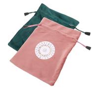 FRCOLOR 2piezas Bolsa De Almacenamiento Con Cordón Para Tarot y Oráculo Bolsa Portátil De Terciopelo Marrón y Verde Para Cartas De Adivinación Organizador Compacto Para Tarot