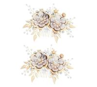 FRCOLOR 2piezas Diadema De Flores Vintage Para Novia Peine Nupcial Dorado Accesorio Floral Elegante Para Bodas Especiales