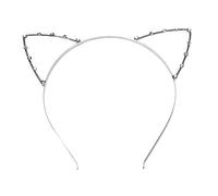 FRCOLOR 2piezas Diadema De Metal Orejas De Gato y Cristales Brillantes Para Mujeres y Niñas De Dorada y Plateada Accesorio Para Fiestas Eventos Nocturnos y Disfraces