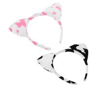 FRCOLOR 2piezas Diadema De Vaca Orejas Para Disfraz Fiestas De Cosplay y Halloween Adultos Unidades Adornos De Cabello Estampado De Granja
