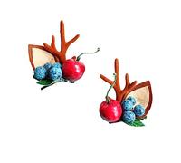 FRCOLOR 2piezas Horquilla de Asta de Ciervo para Navidad Pinza Cabello Adornos Frutales Conjunto de Horquillas y Pasadores Cabello de Asta