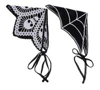 FRCOLOR 2piezas Pañuelo Gótico Negro Diadema de Araña Pañuelos de Crochet de Halloween para Mujer Accesorios de Cabello para Fiesta de Fantasmas