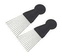 FRCOLOR 2piezas Peine De Aguja De Acero Peine Para Hombres Afro Color Negro Material De Acero Para De Cabello De Hombre
