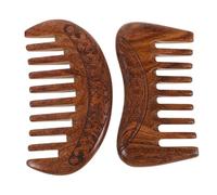 FRCOLOR 2piezas Peine De Sándalo De Negro Tallado Mano Para Masaje Del Cabelludo Dentado y Desenredante Para Cabello y Grueso