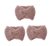 FRCOLOR 3 diademas para el pelo con forma de cruz, para mantener el calor, diademas para el pelo de mujer, diademas de ganchillo, diademas de punto, diademas de moda, manual (idioma español no