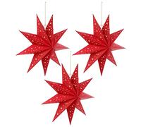FRCOLOR 3 faroles de papel con diseño de estrella para colgar, decoración de Navidad, decoración de Navidad, 35 cm