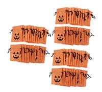 FRCOLOR 3 Juegos Bolsa De Dulces Bolsas Halloween Pack Halloween Dulces A Granel Calabaza Mochilas De Cuerdas Práctico Bolso Con Cordón Bolso Del Favor De Fiesta Lino Orange 25 Piezas * 3
