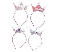 FRCOLOR 3 Juegos De Coronas De Aro Para El Cabello Con Lentejuelas Brillantes Para Niños Y Niñas Tocado Para Cabello Rizado 4 Piezas X 3
