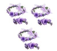 FRCOLOR 3 Juegos De Diademas De Flores Con Única Y Pulsera Tocados De Novia De Moda Para Festivales 2 Piezas X 3