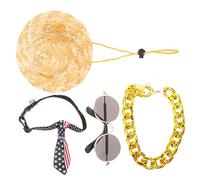 FRCOLOR 3 Juegos De Elegantes Sombreros Y Gafas para Gatos Collar Dorado Y Gafas De Sol para Gatitos Kit De Accesorios para Disfraces.