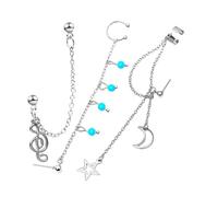 FRCOLOR 3 Piezas conjunto de aretes brazalete pendientes de cadena larga perforación hélice pendientes de mujer pendiente de puño de mujer pendientes de cadena de cartílago aleación Plata