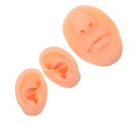 FRCOLOR 3 Piezas de Silicona Simulación para Práctica de Piercing con Oreja Nariz y Boca Flexible y Realista para Maquillaje y Formación Profesional