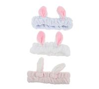 FRCOLOR 3 piezas Diadema con Orejas de Conejo Elástica para Lavado de Cara y Maquillaje Accesorios para Cabello y Spa Diseño Adorable para Mujeres Sujeción Cómoda Color Color Aleatorio