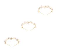FRCOLOR 3 Piezas diadema de perlas flor brillante casarse Venda boda bandas diadema de fiesta de hadas banda para el cabello para mujeres tocado de perlas navideña Acrílico