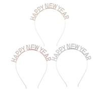 FRCOLOR 3 Piezas Diadema Letras De Cristal De Año Para Mujer Tocado De Fiesta De Cristal Purpurina Adorno Cabello De Fiesta Decoración Del Evento De Temporada