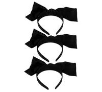 FRCOLOR 3 Piezas Diademas Negras con Lazo Elástico Grande para Mujer Accesorios Ligeros para Cabello con Diseño Cómodo y Duradero para Diario y Fiestas