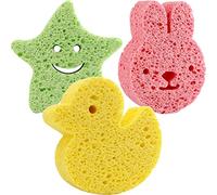 FRCOLOR 3 Piezas Esponja De Baño Para Niños Depurador De Cuerpo De Puf De Baño Esponjas De Baño Para Niños Esponja Espumosa Productos De Baño Bebé Celulosa De Pulpa De Madera Bulto