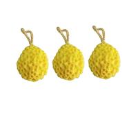 FRCOLOR 3 Piezas Esponjas de Baño Naturales Esponja Hidrofílica para Ducha y Masaje para Adultos y Bebés Color Amarillo Exfoliantes y Duraderos